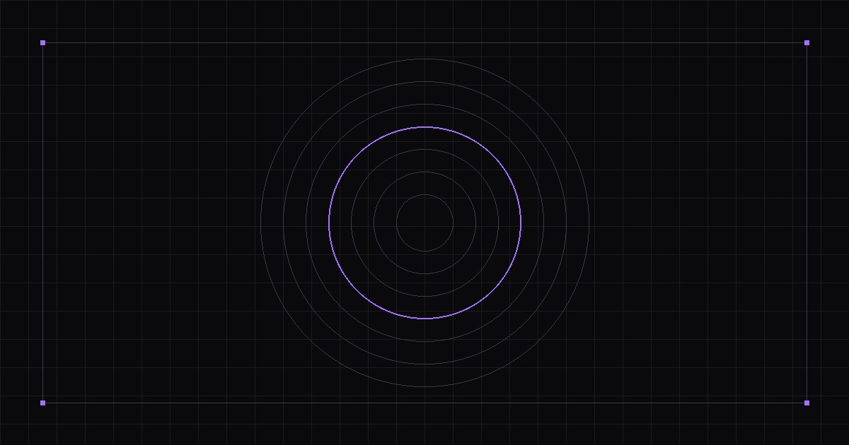 Concentric circles on a blueprint grid